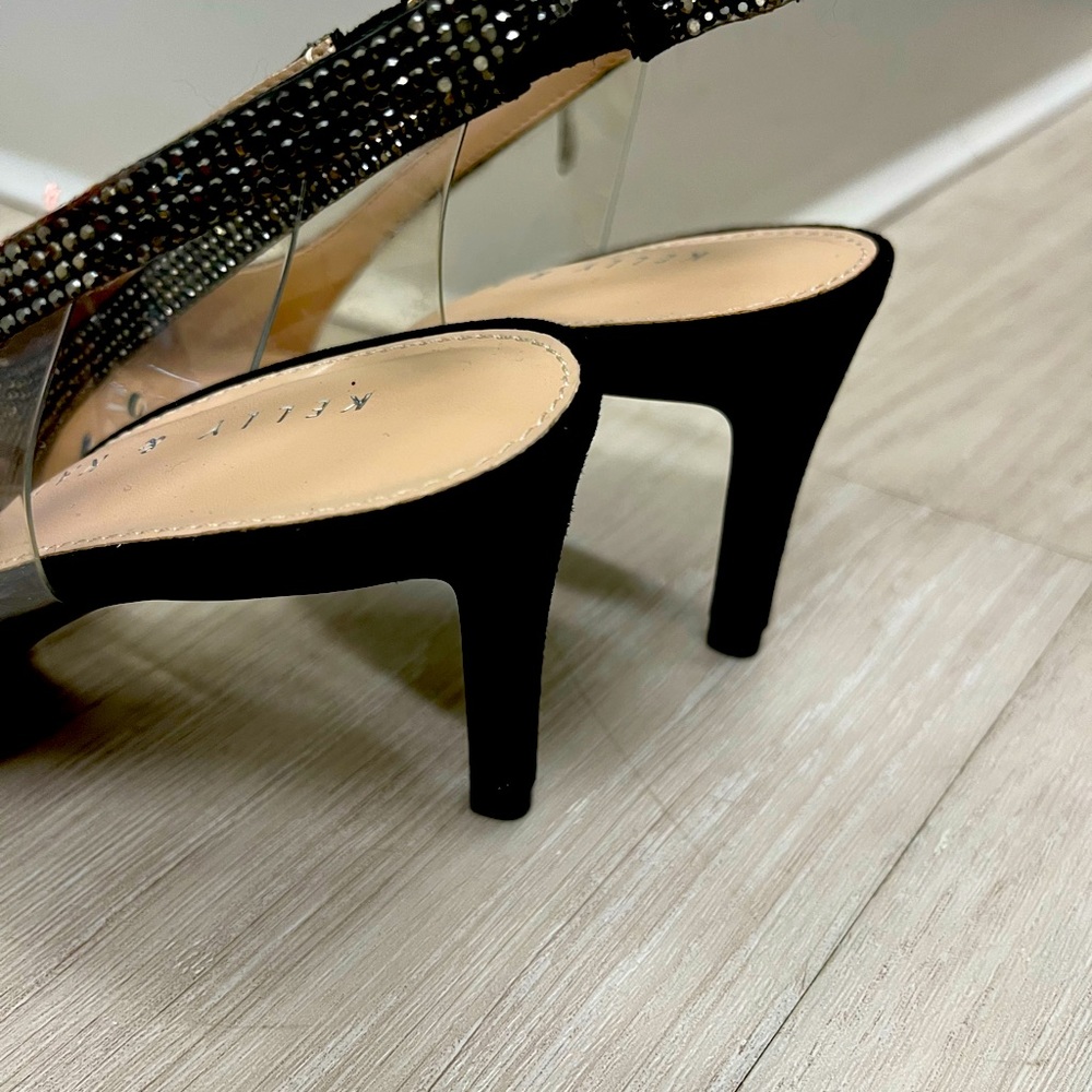 Kelly and Katie Black Zarina pump. Black  microsuede and vinyl .